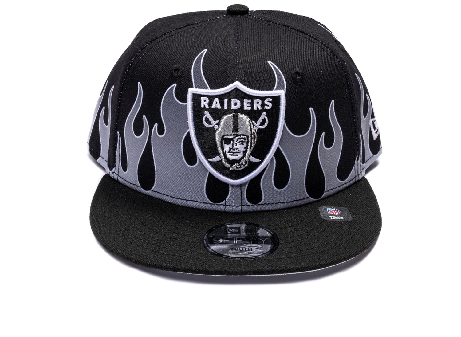 New Era Flames Las Vegas Raiders 9Fifty Hat in team colors, kids' snapback cap