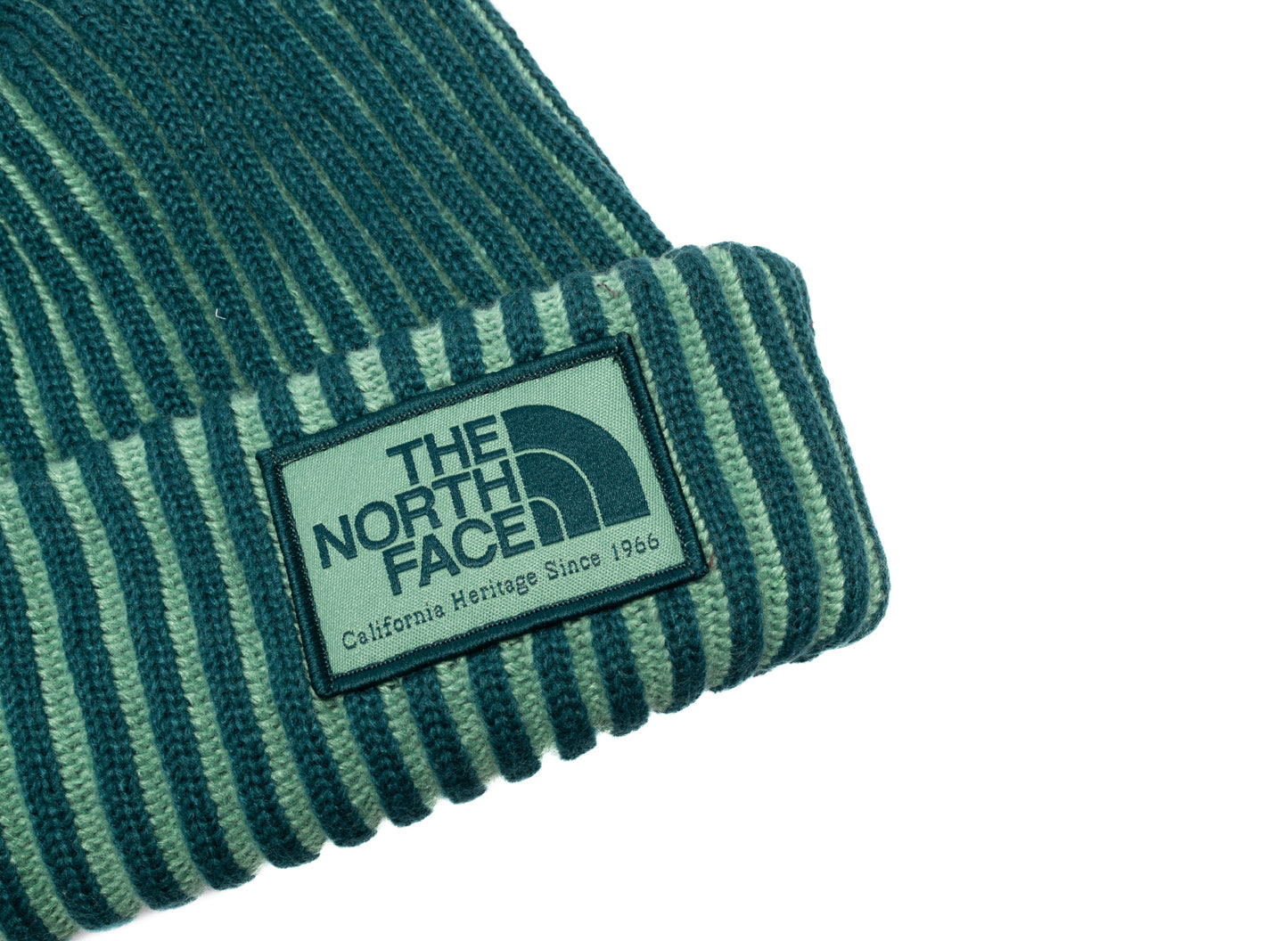 The North Face Salty Lined SE Beanie in Pacific Teal and Heritage, unisex beanie, view 2