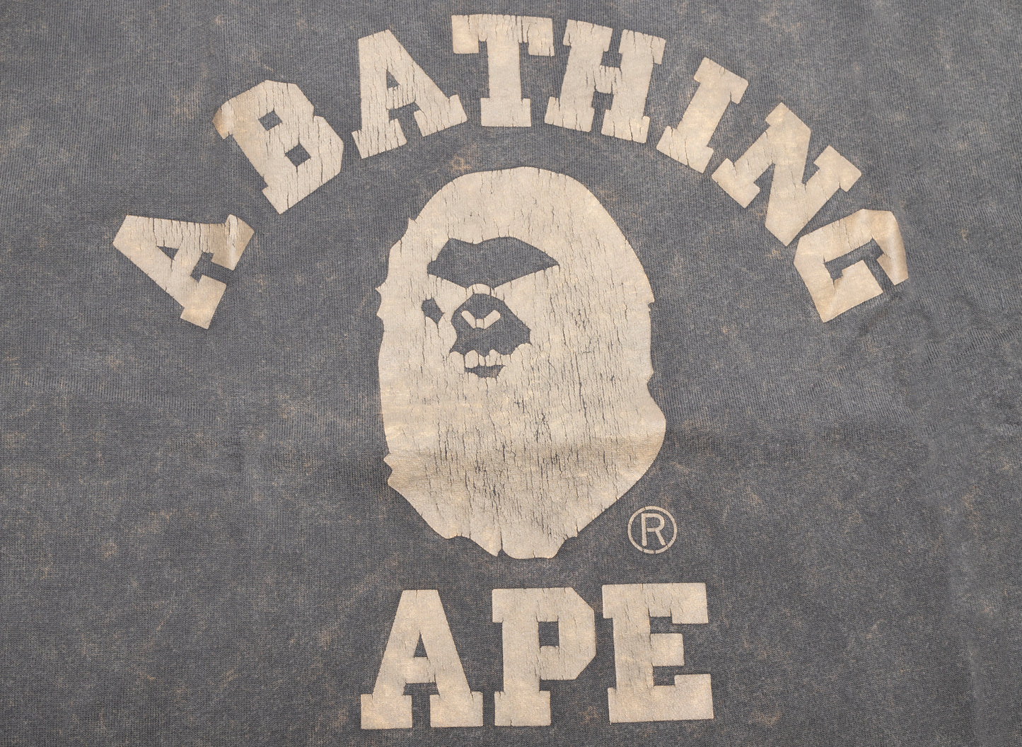 A Bathing Ape Overdye College Relaxed Fit Tee in Dark Charcoal