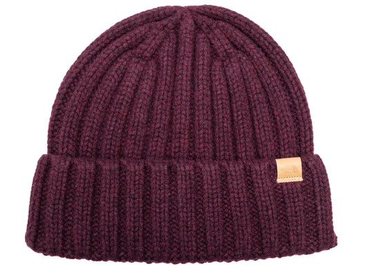 The North Face Merino Wool Beanie in Deep Burgundy, unisex knit beanie