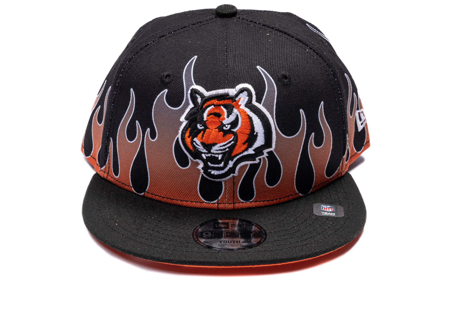 New Era Flames Cincinnati Bengals 9Fifty Hat in team colors, kids' snapback cap