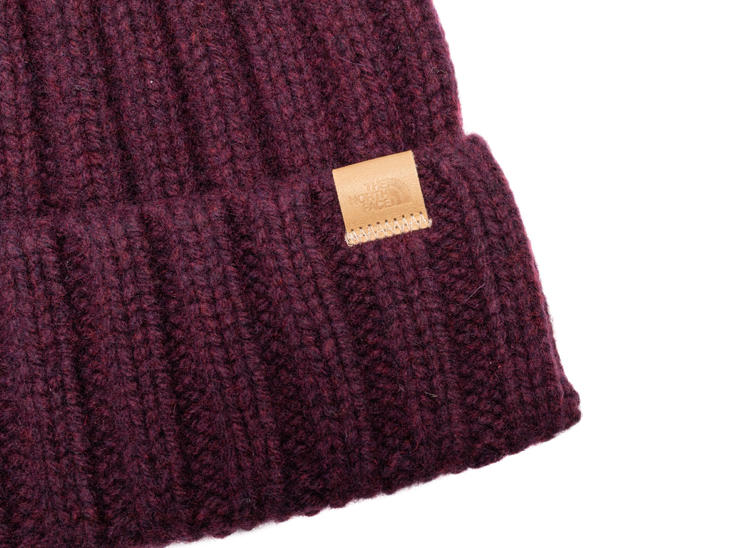 The North Face Merino Wool Beanie in Deep Burgundy, unisex knit beanie, view 2