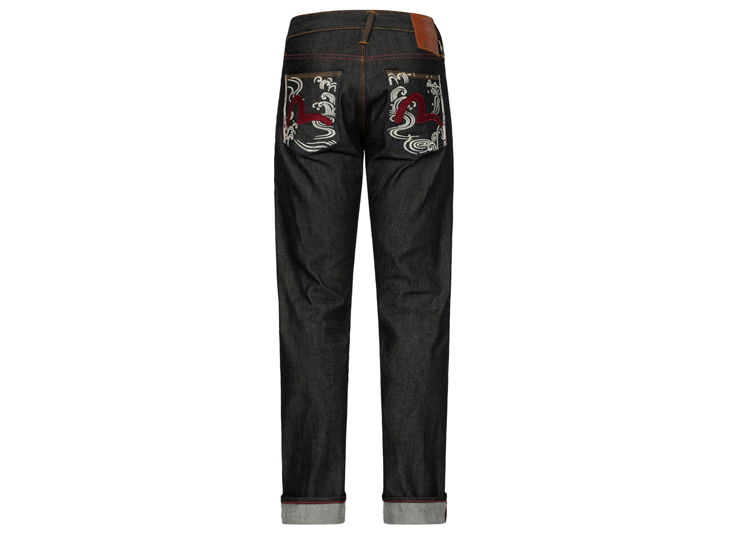 Jeans ajustados Evisu con bordado de gaviota texturizado