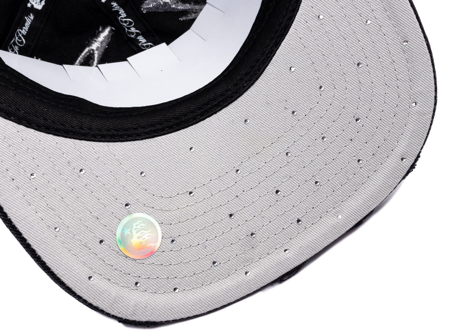 Hellstar Tribal Flame Hat in Black, underside of brim