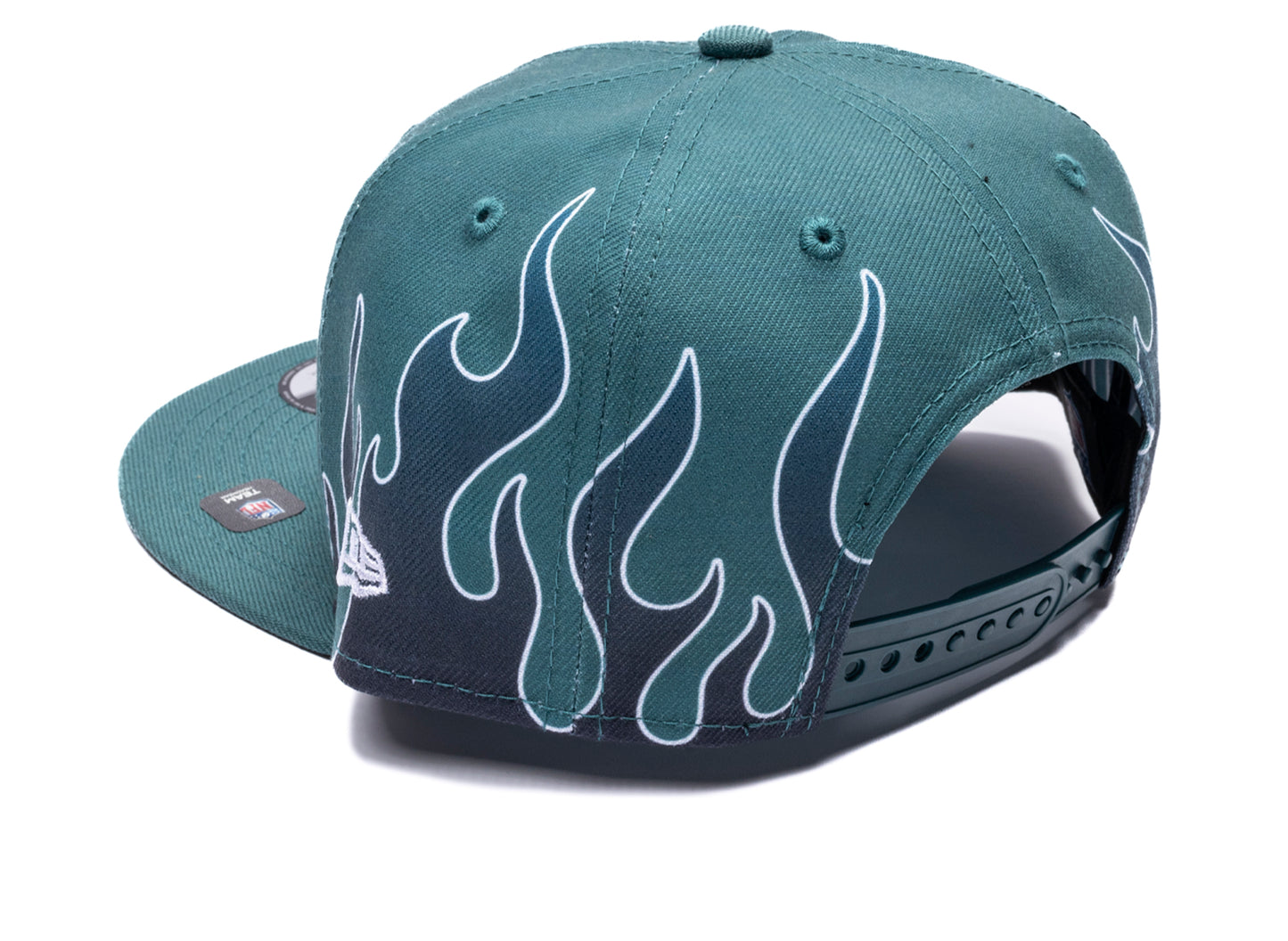 New Era Flames Philadelphia Eagles 9Fifty Hat in team colors, kids' snapback cap, view 2