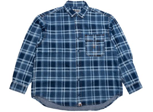 A Bathing Ape Bape Check Denim Hemd