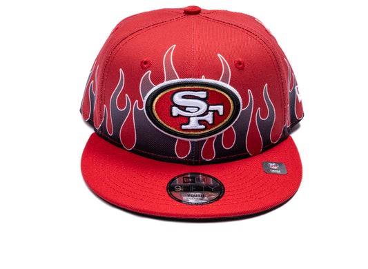 New Era Flames San Francisco 49ers 9Fifty Hat in team colors, kids' snapback cap