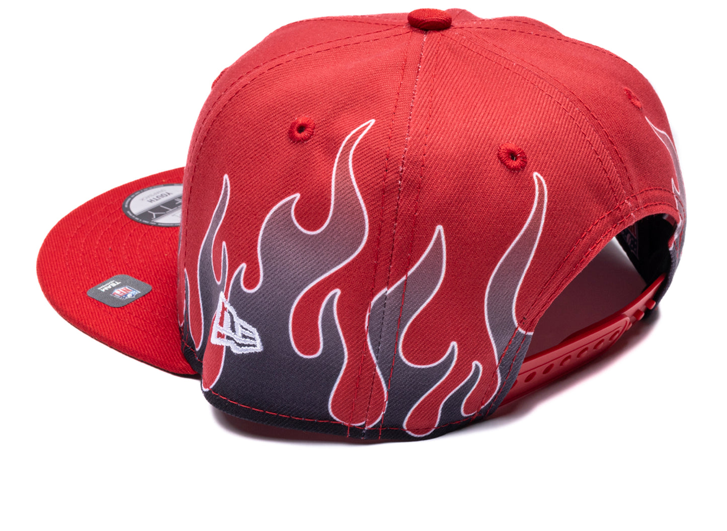 New Era Flames San Francisco 49ers 9Fifty Hat in team colors, kids' snapback cap, view 2