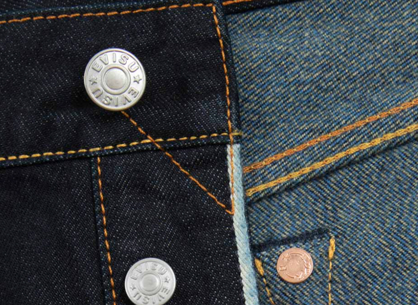 Evisu Brushstroke Seagull Print Carrot Fit Selvedge Denim Jeans