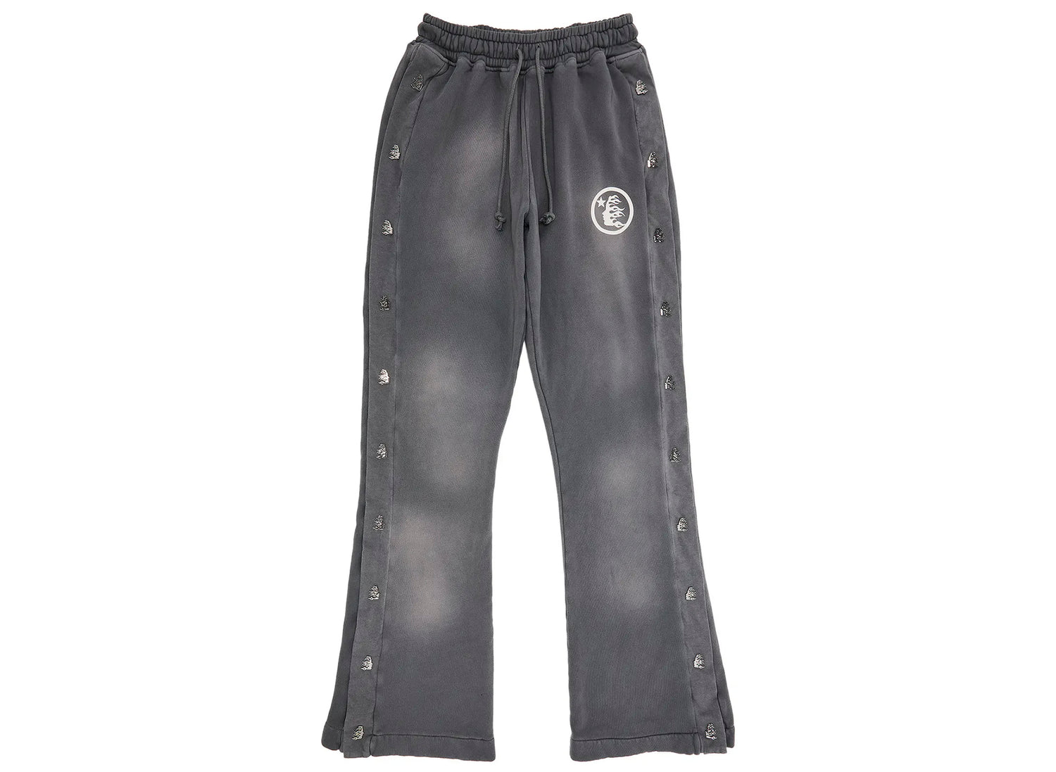 Hellstar Mirrorface Sweatpants in Grey, men's cotton sweatpants with signature graphic