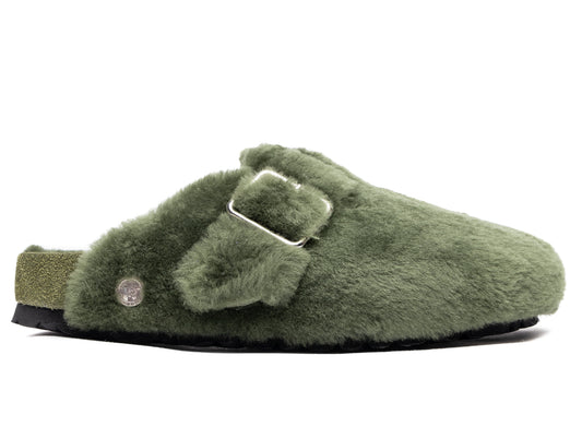 Birkenstock Boston 1774 aus Shearling in Grün