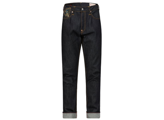 Pantalones vaqueros Evisu con brocado Daicock insertado y corte carrot