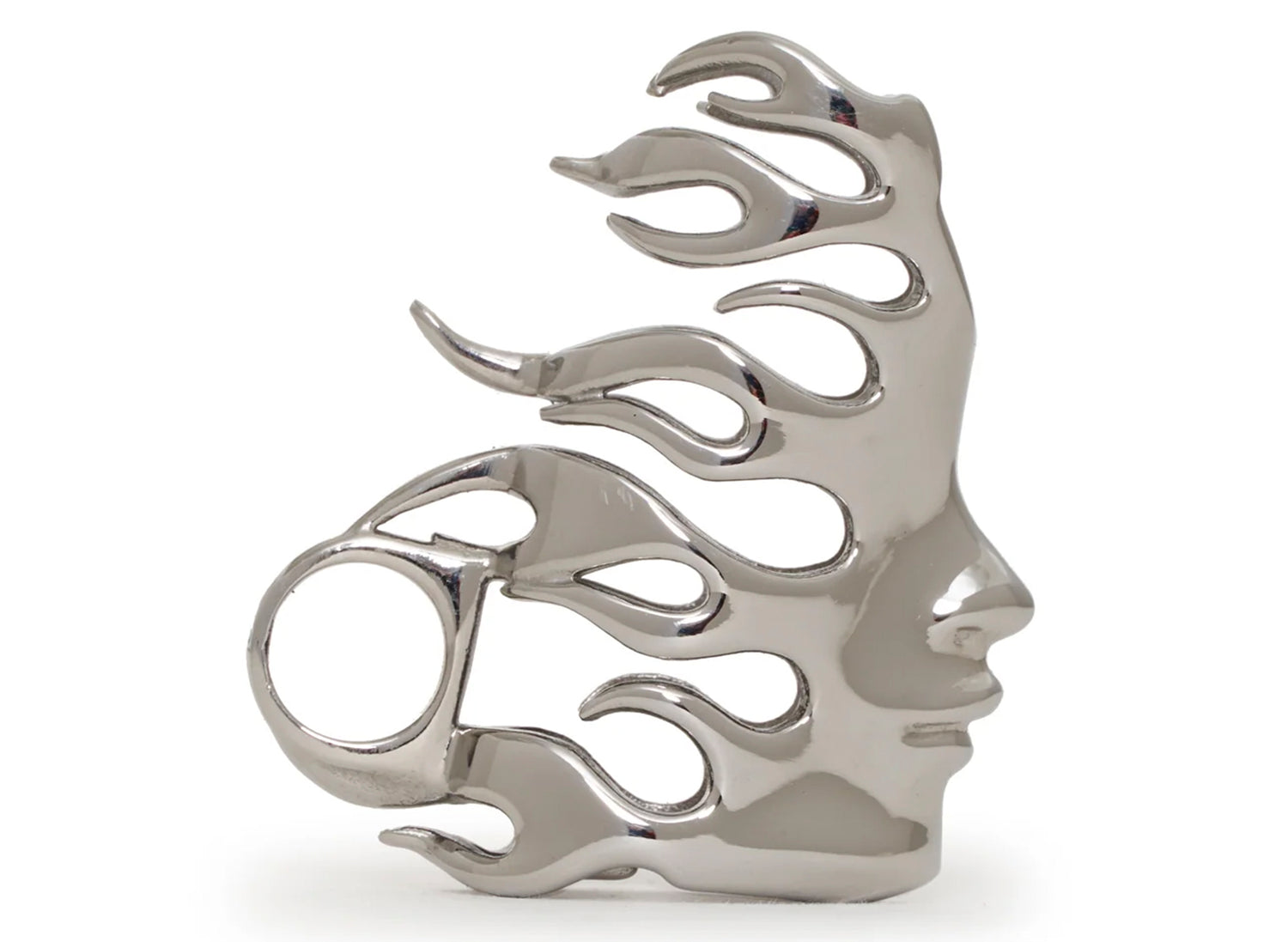 Hellstar Lighter Case in Silver, unisex polished silver-toned lighter accessory, view 2