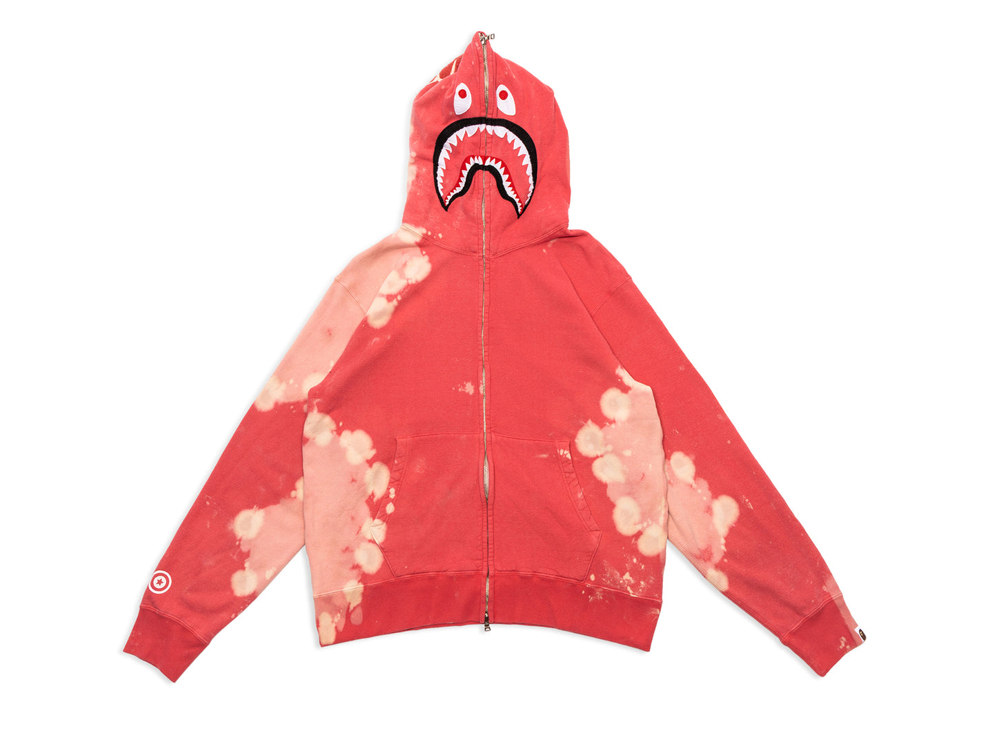 Sudadera con capucha y cremallera completa A Bathing Ape Hand Dye Shark en rojo