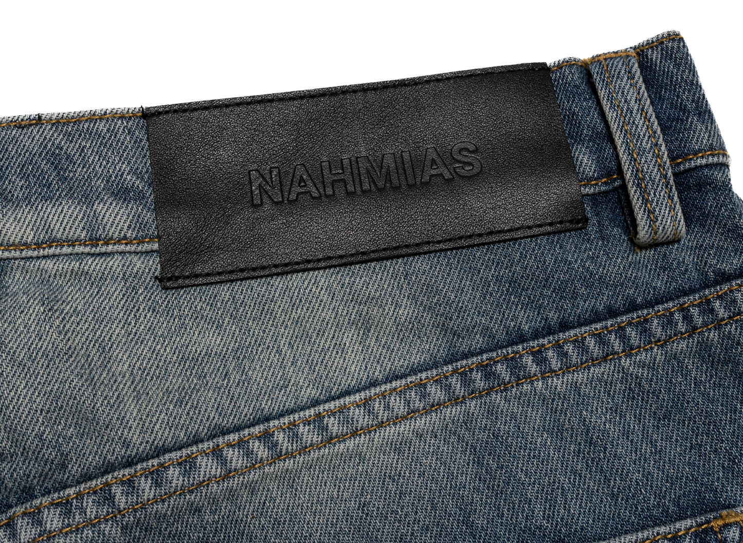 Nahmias High Tide Split Seam Straight Leg Jean in Medium Indigo Wash, men's jeans, view 4