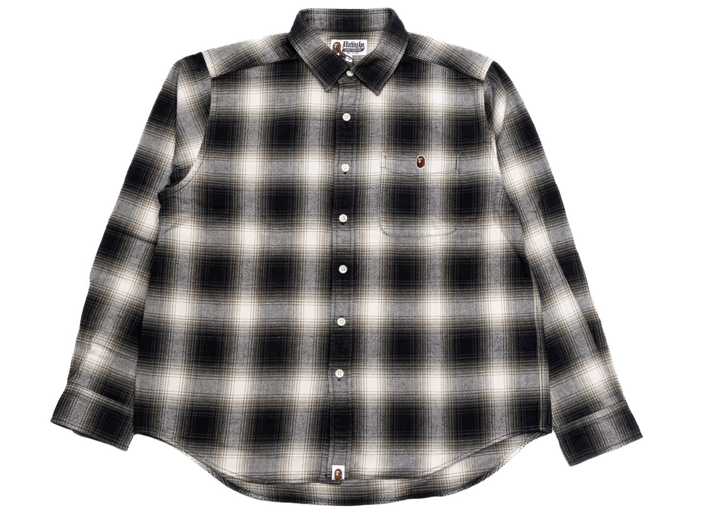 Camisa de manga larga A Bathing Ape One Point Ombre Check en marfil