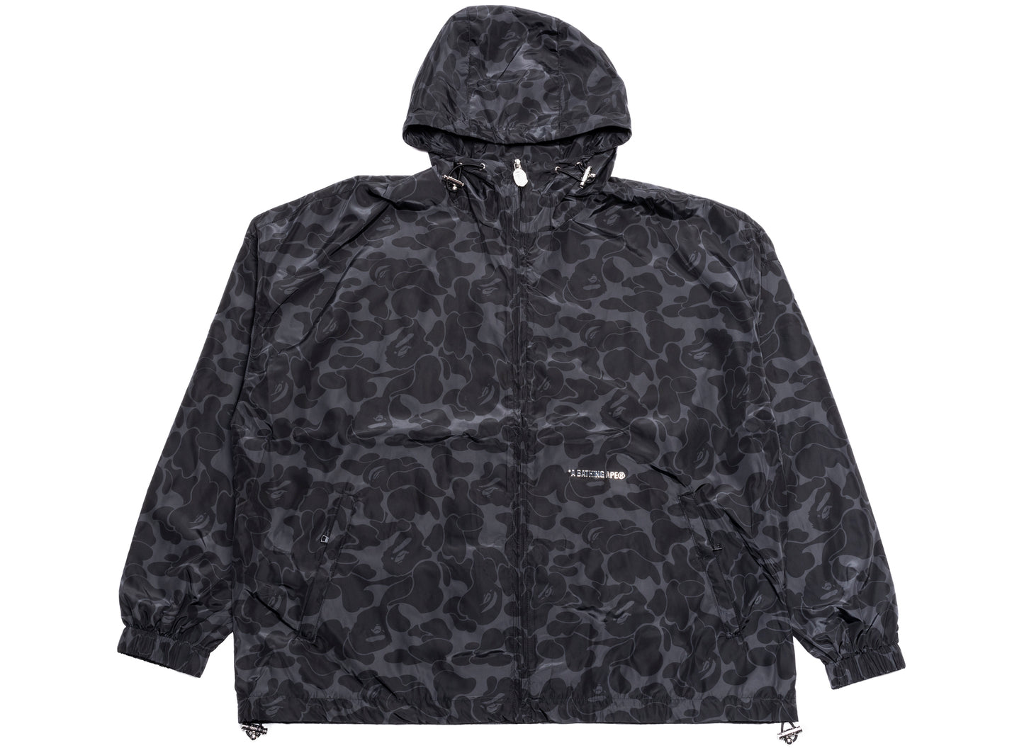 A Bathing Ape Nylon Kapuzenjacke Unifarben in Schwarz