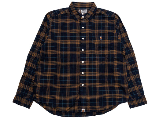 Camisa de Franela de Cuadros Relajada "One Point" de A Bathing Ape en Azul Marino