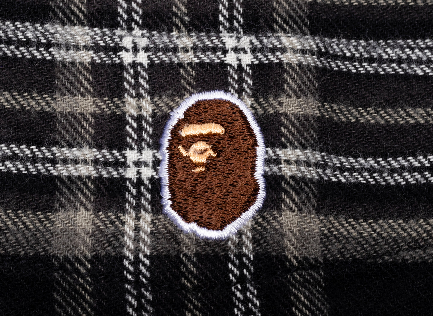 A Bathing Ape One Point Flanell Kariert Entspannt Geschnittenes Hemd in Schwarz
