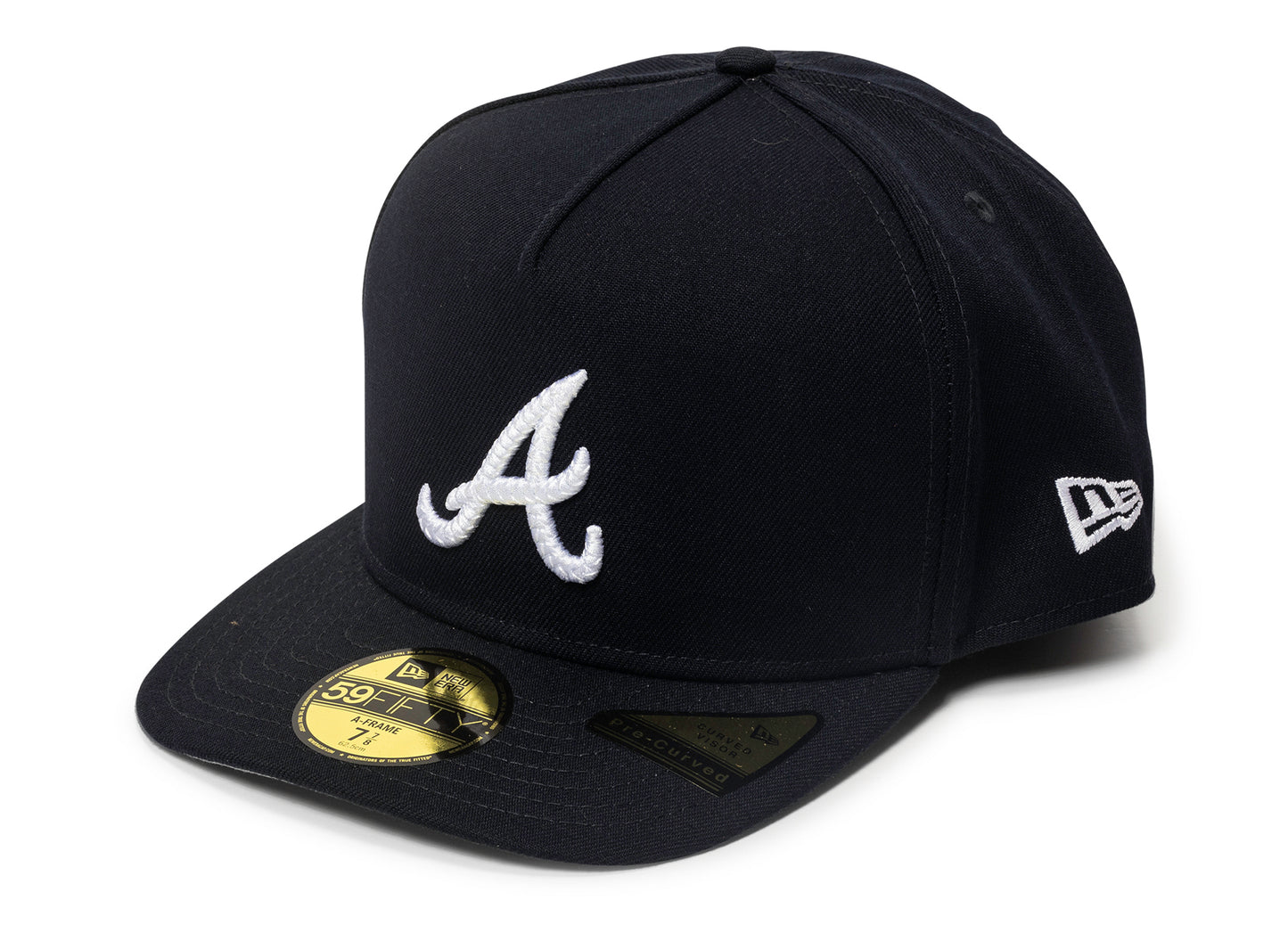 Gorra ajustada New Era Script Safety Pin Atlanta Braves