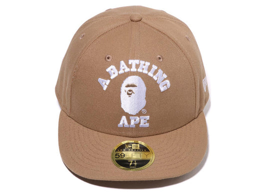 Bape College New Era 59Fifty Low Profile Mütze mit Cap Clip in Beige
