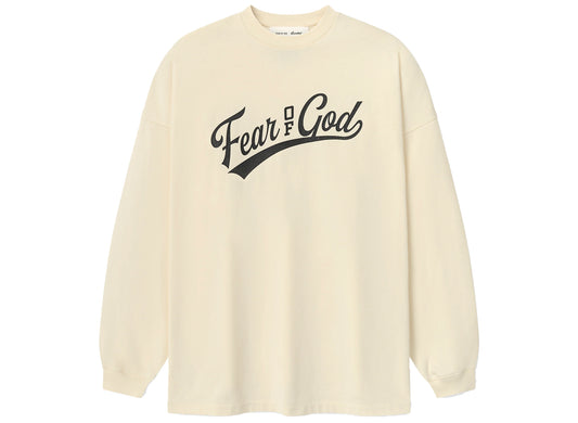 Fear of God Essentials Merch Long Sleeve Tee in Chalk, men's t-shirt