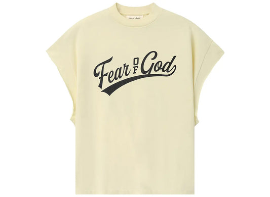 Fear of God Essentials Cut Off 90's Shirt in Chalk, men's t-shirt