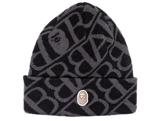 Gorro de punto con monograma deportivo A Bathing Ape en negro