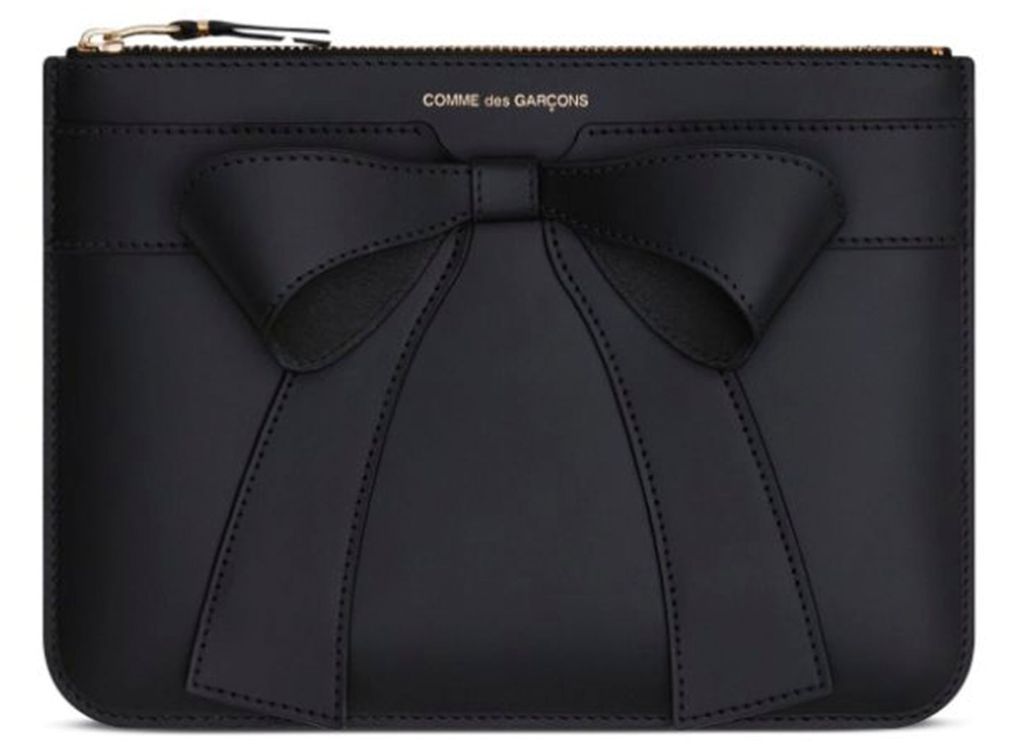 Monedero Comme des Garçons Big Bow con cremallera mediana en negro