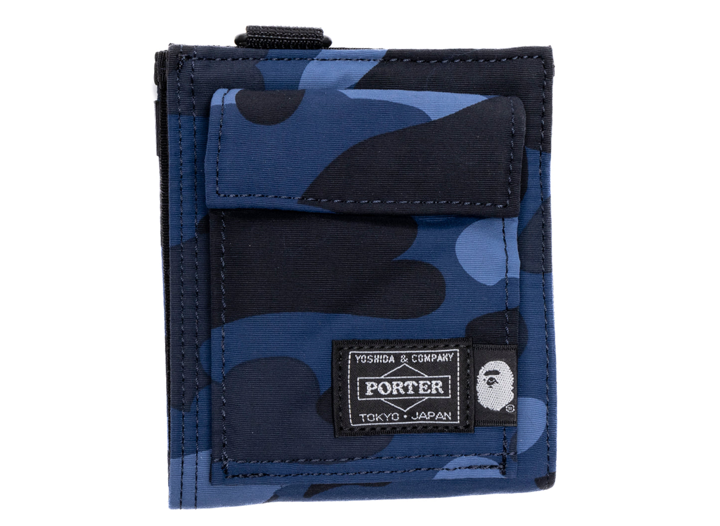 A Bathing Ape Porter Color Camo Geldbörse in Navy