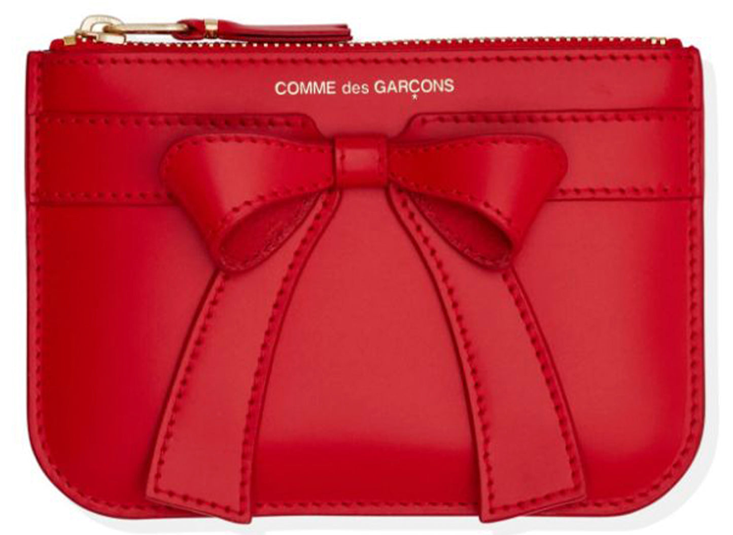 Billetera Comme des Garçons Monedero Pequeño con Cierre de Cremallera y Lazo Grande