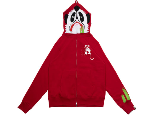Sudadera con capucha y cremallera completa A Bathing Ape Panda en rojo