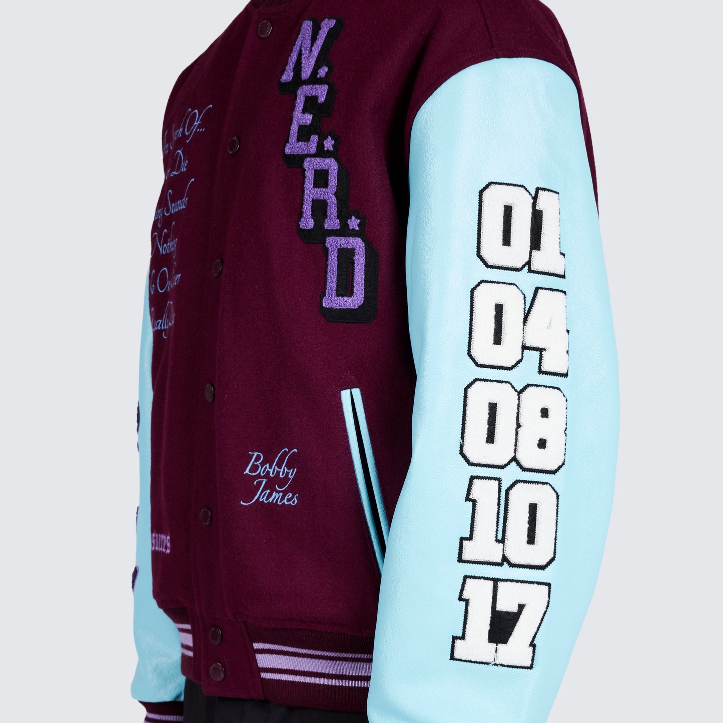 Pleasures NERD Varsity Jacket in Purple