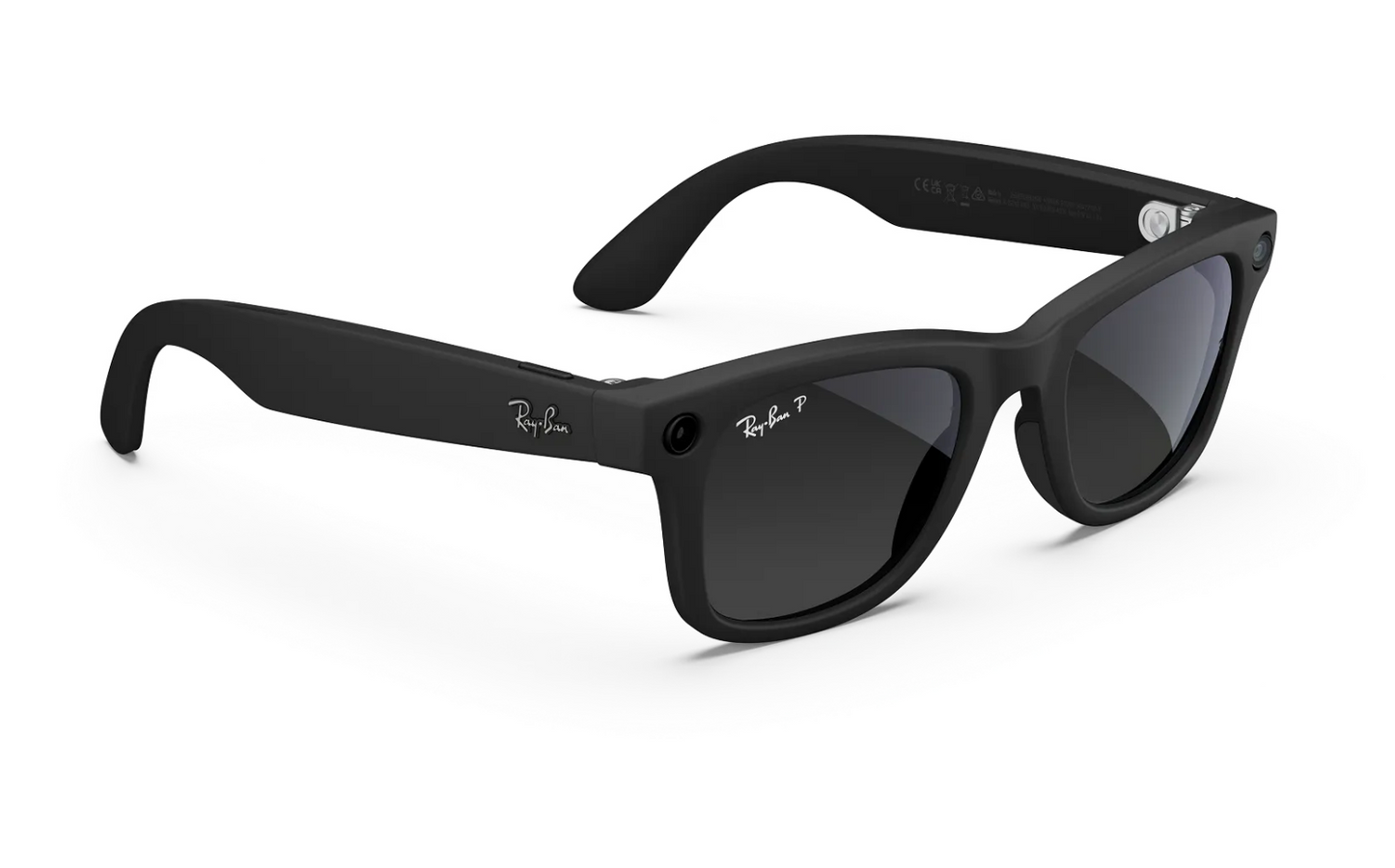 Gafas de sol Ray-Ban Meta Wayfarer (2.ª generación) en negro mate con lentes de grafito polarizadas degradadas