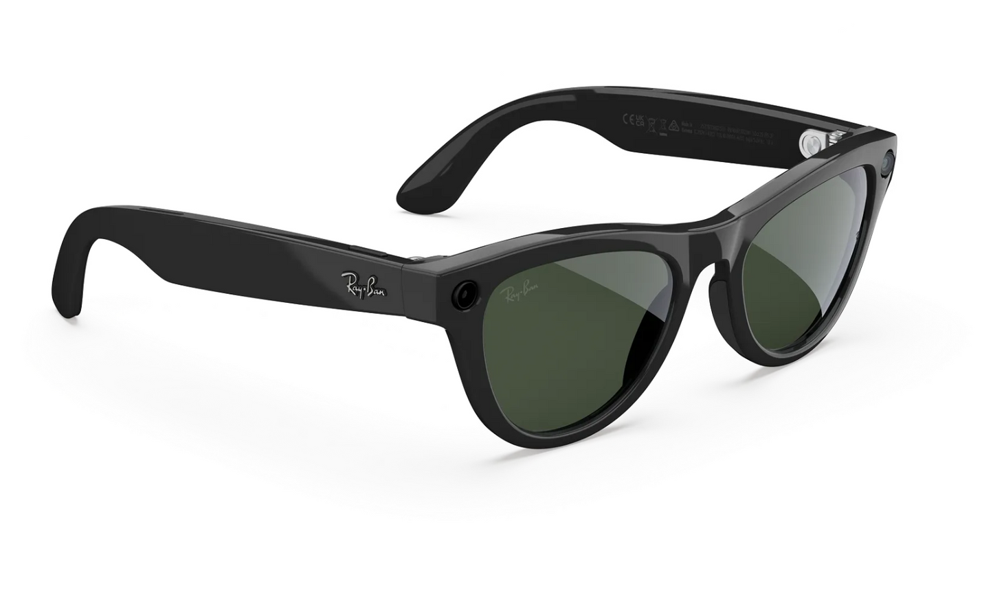 Gafas de sol Ray-Ban Meta Skyler (2ª gen.) en negro brillante con lentes Transitions Graph. Green