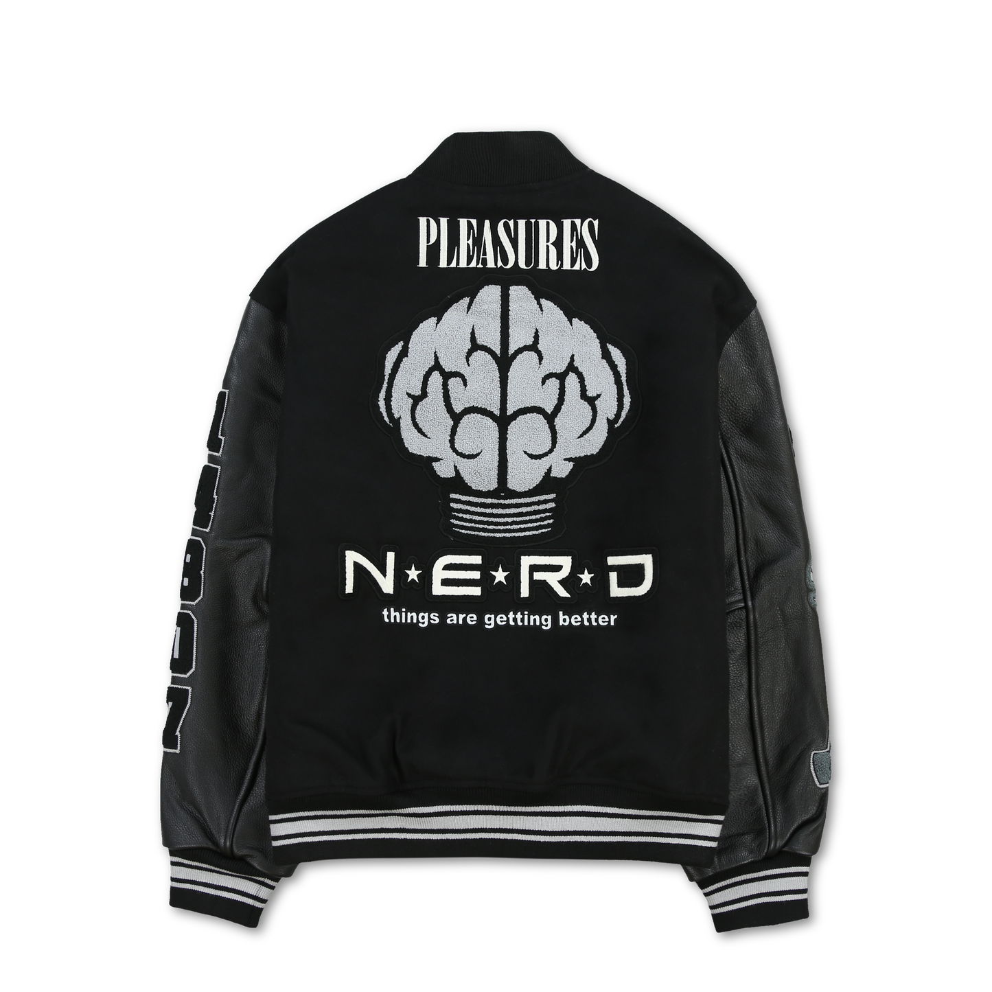 Chaqueta universitaria NERD de Pleasures en negro