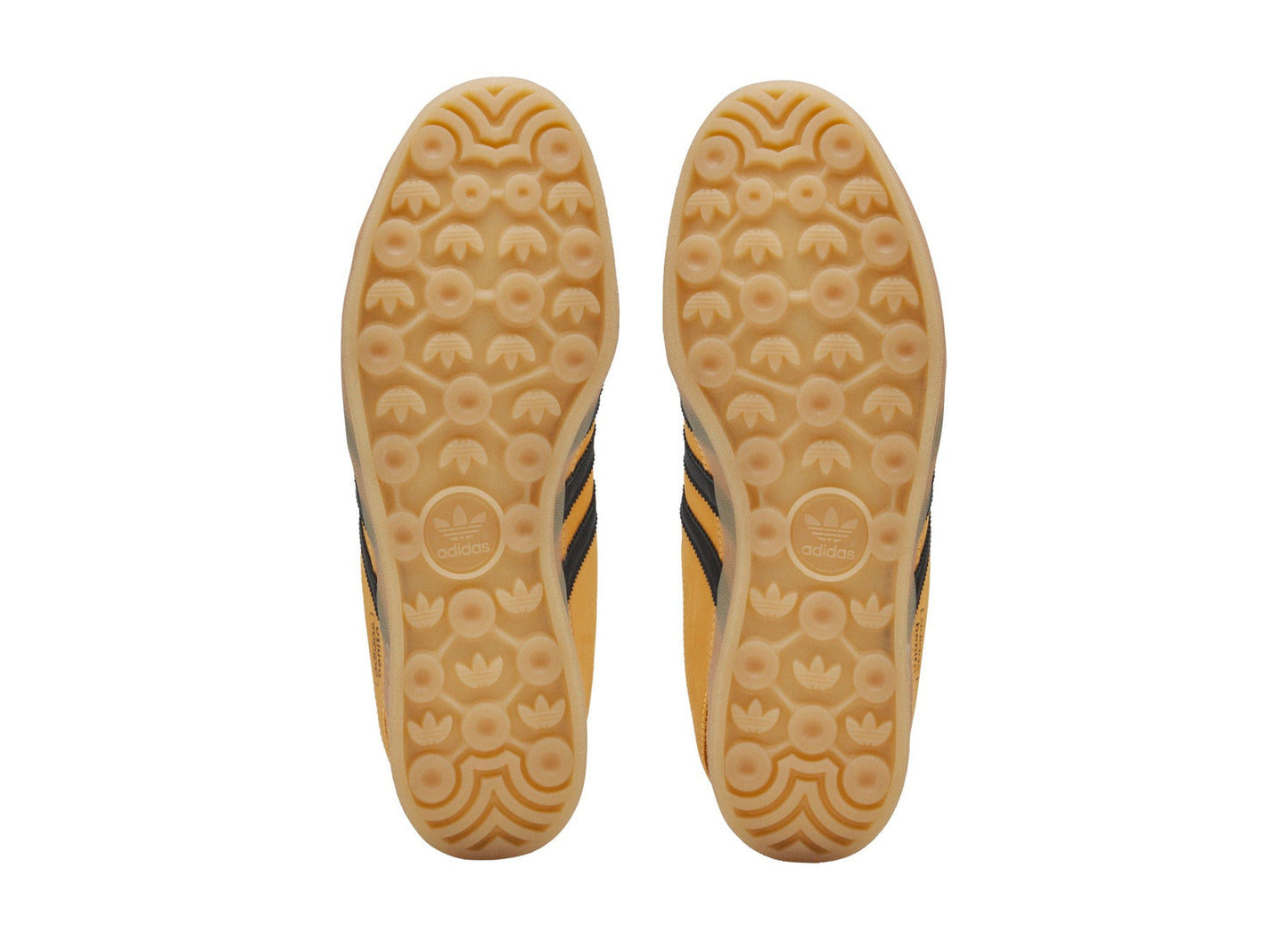 adidas x Bad Bunny Gazelle Indoor in Solar Gold / Core Black / Gum, outsoles view