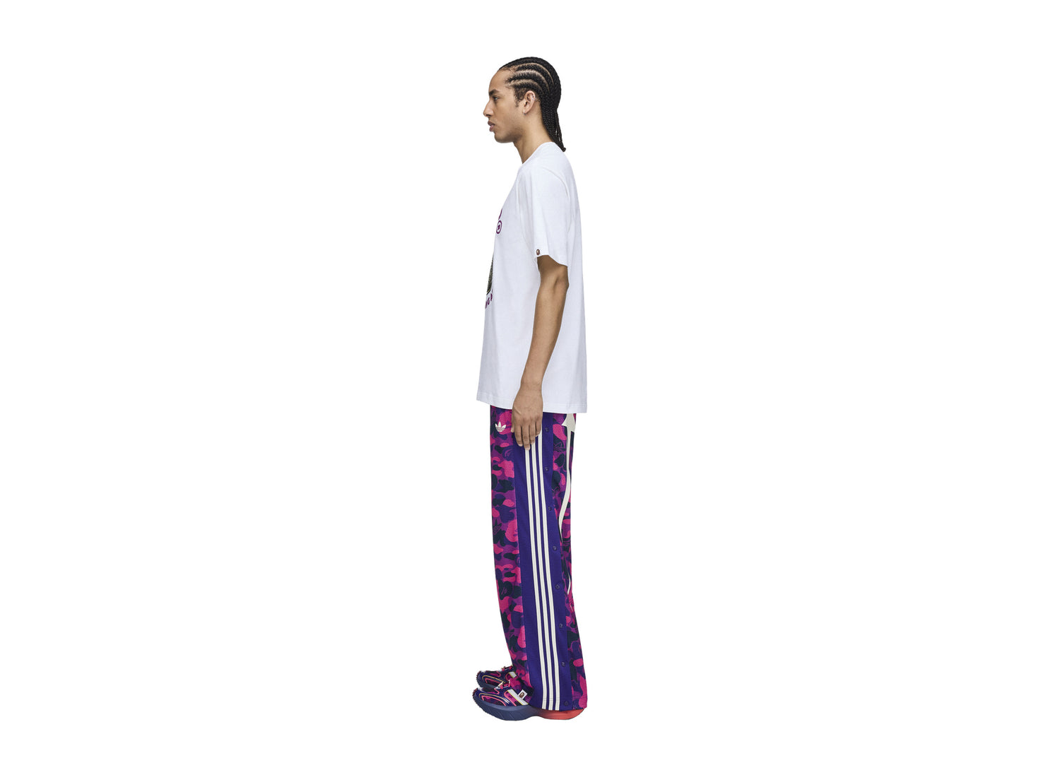 Adidas x BAPE Baby Milo Tee in White — on model side