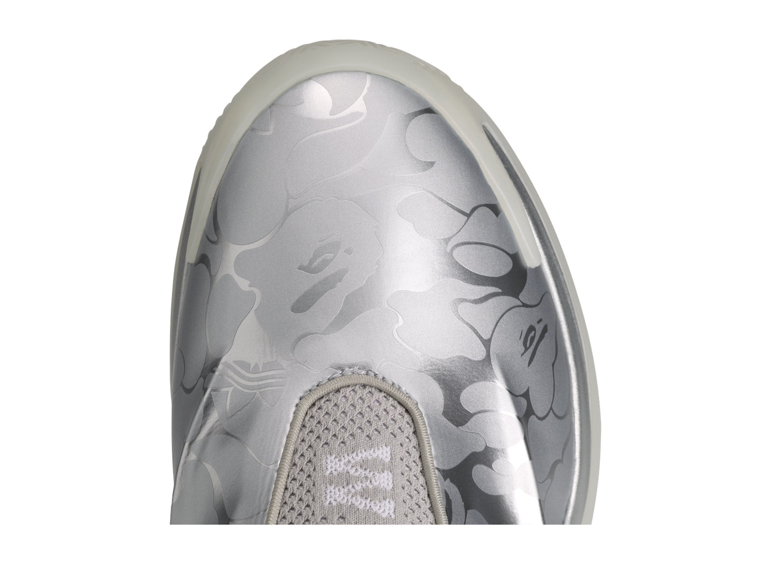 Adidas x BAPE Crazy Energy+ in Silver Metallic — toe detail view