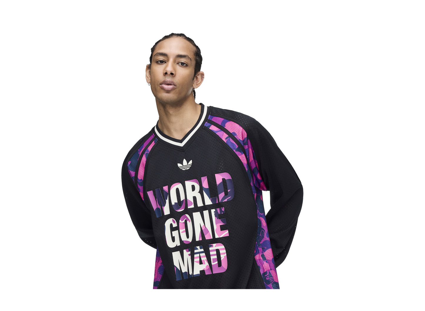 Adidas bape warm up top black — front detail
