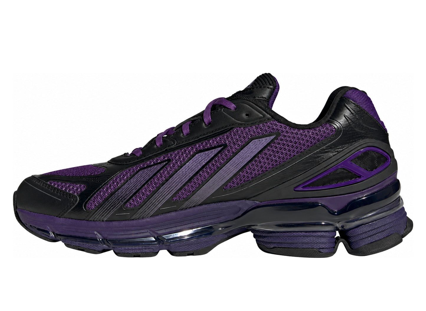 Adidas Formotion F50 in Core Black / Violet / Iron Metallic — medial side profile