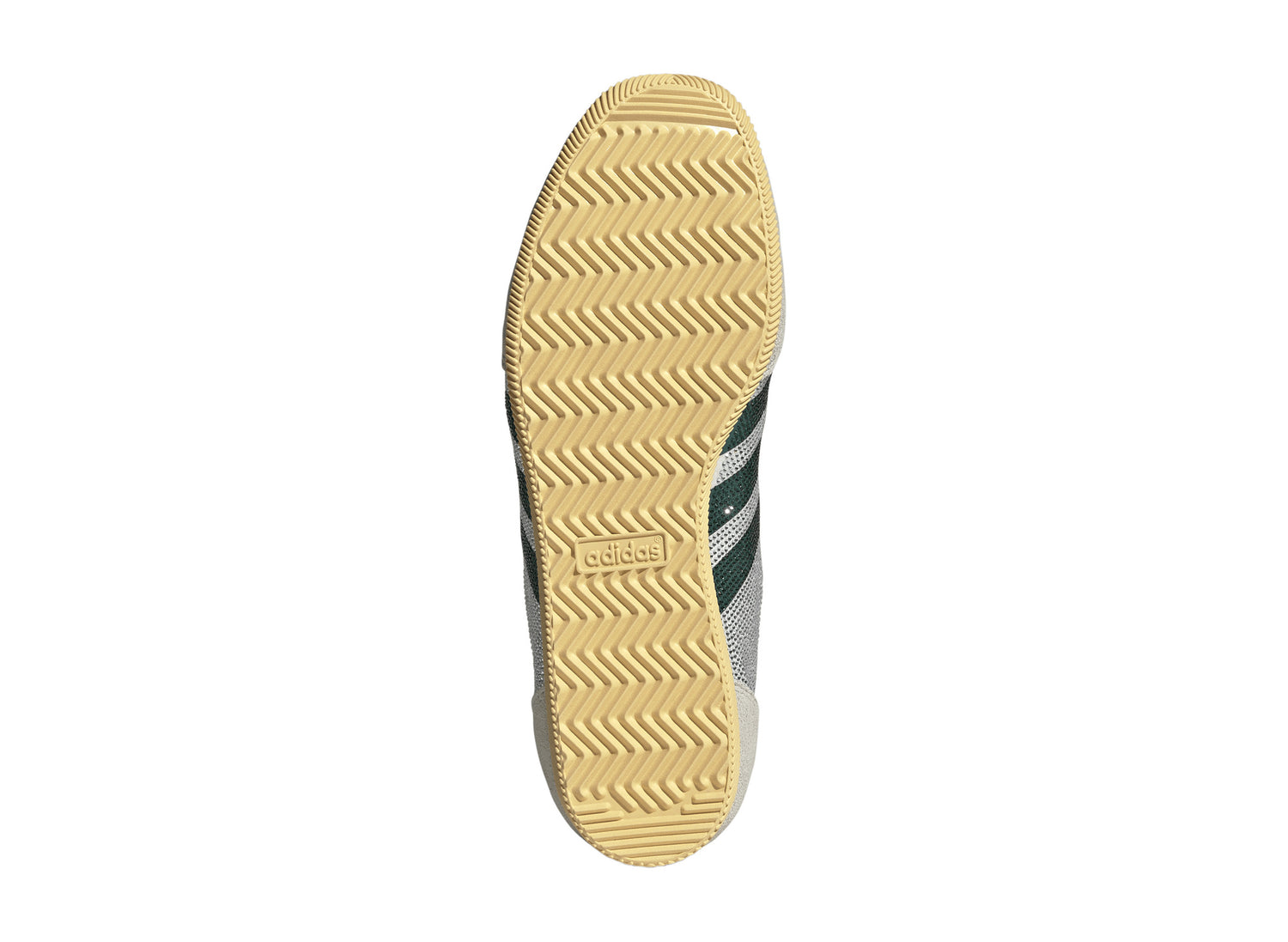 Women's Adidas Japan Rhinestone in Core White / Rich Green / Orange Tint, outsole