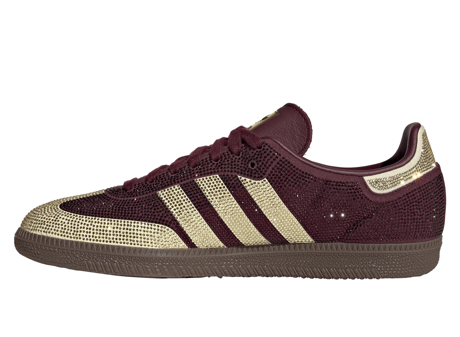 Women's Adidas Samba OG Rhinestone in Maroon – left side view