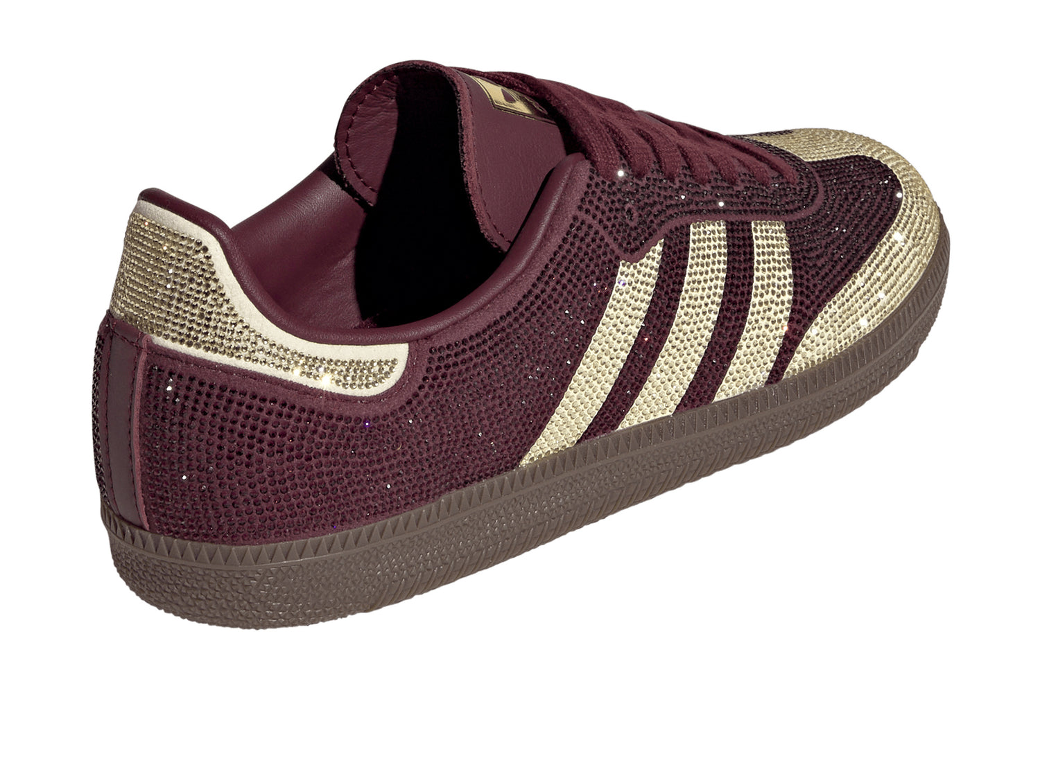 Women's Adidas Samba OG Rhinestone in Maroon – rear angle view
