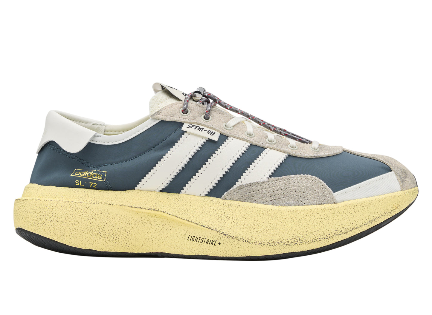 Adidas x Song for the Mute SL 72 Pro in Wild Teal / Cloud White / Easy Yellow — right side