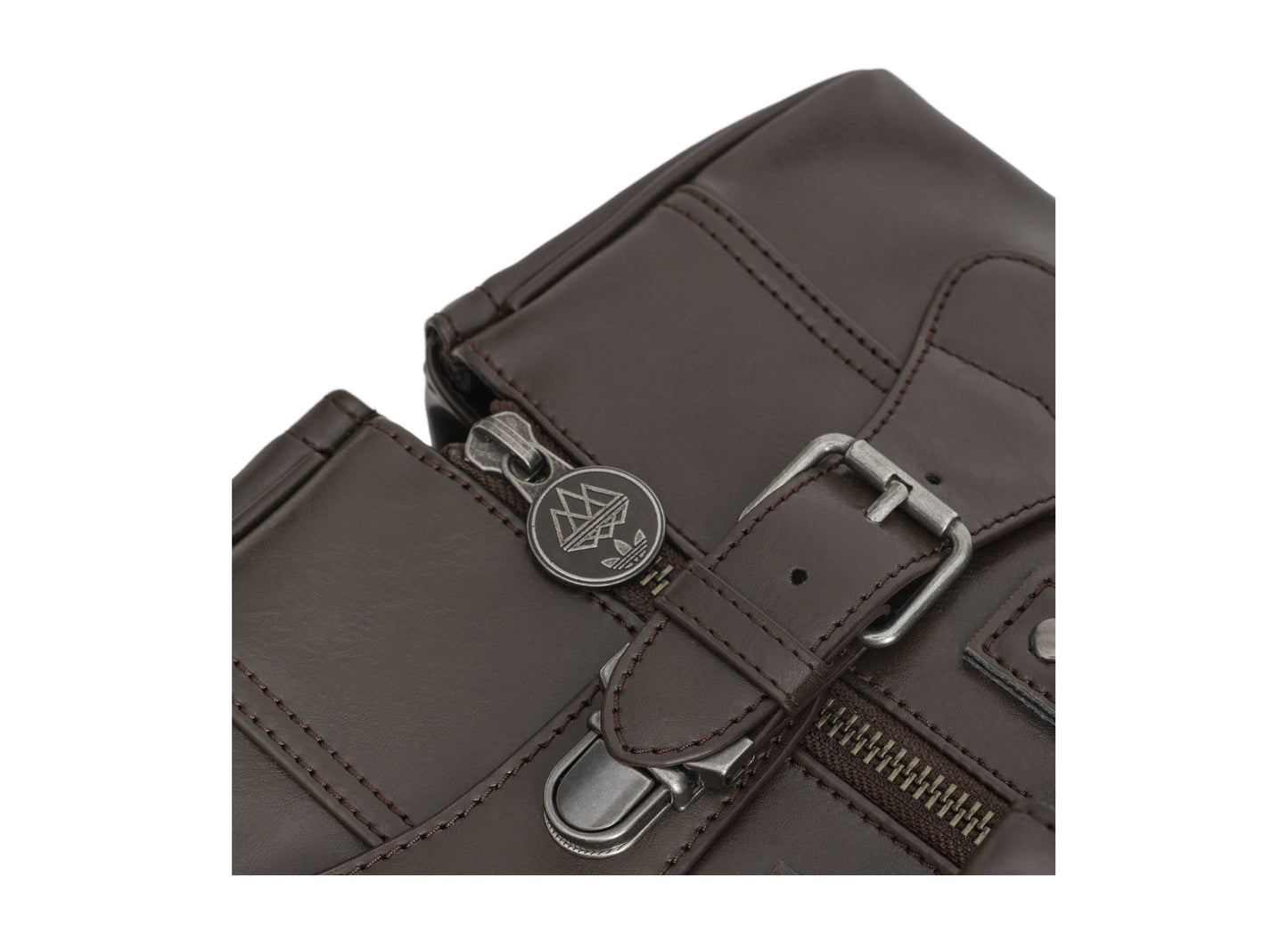 Adidas Standish SPZL Bag in Dark Brown — zipper detail