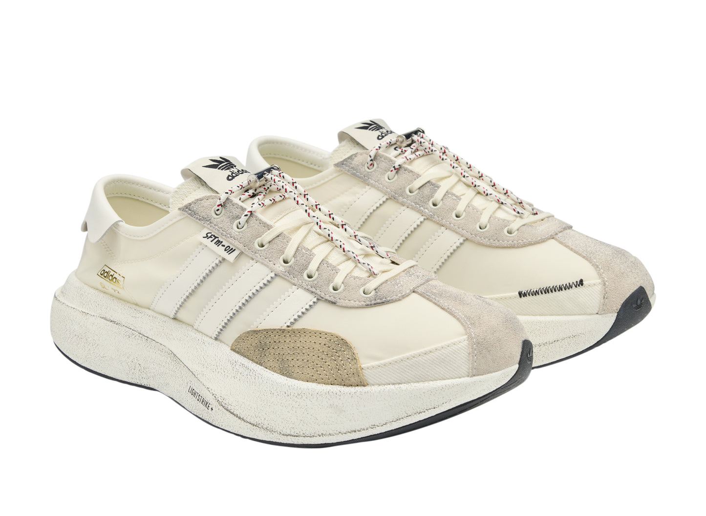 Adidas x Song for the Mute SL 72 Pro in Cream White / Core White / Off White — front angle