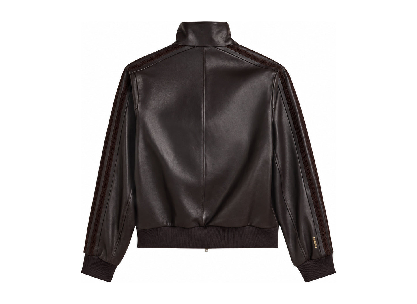 Adidas x Wales Bonner Football Leather Jacket in Night Brown — back view