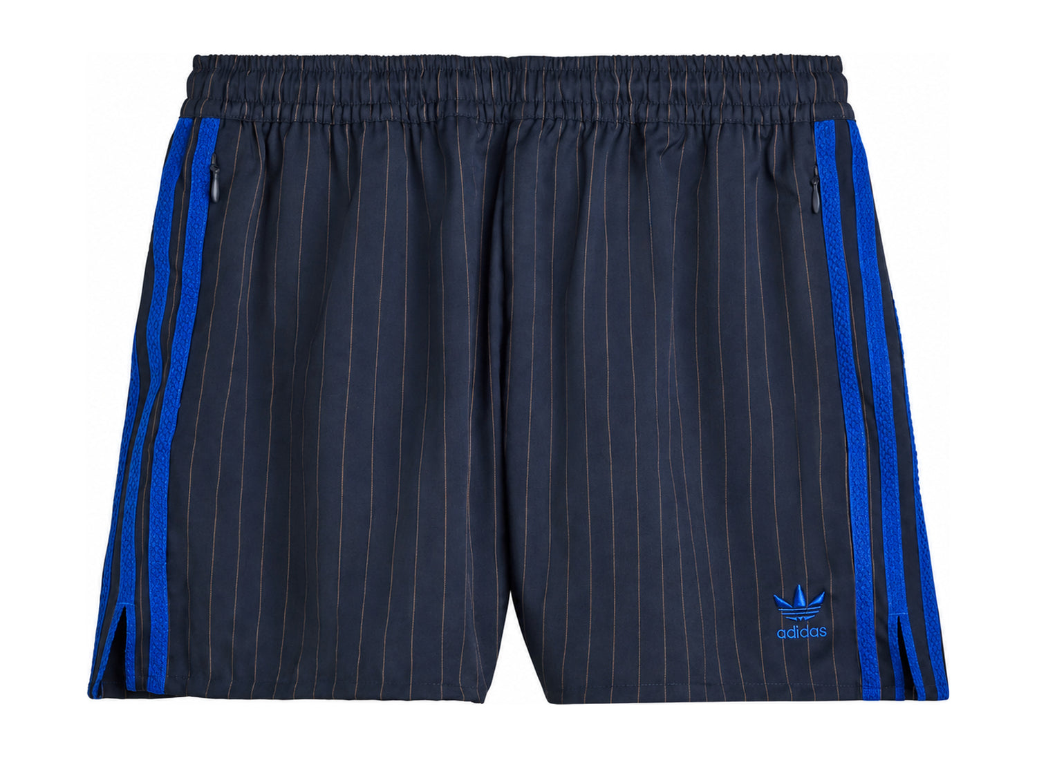 Adidas x Wales Bonner Pinstripe Shorts in Night Navy — front view