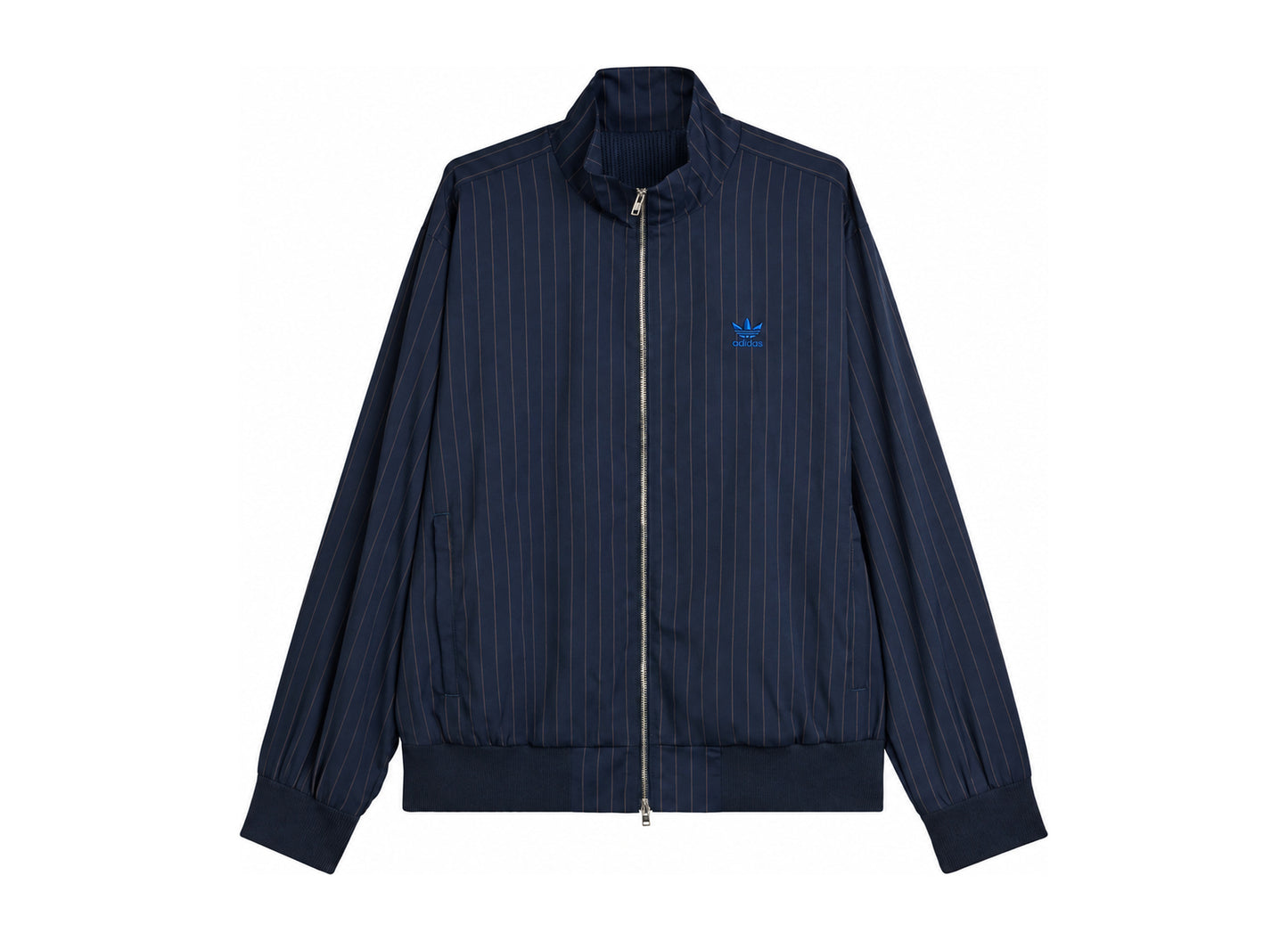 Adidas x Wales Bonner Pinstripe Track Jacket in Night Navy — front view